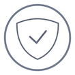 Shield icon with check mark symbolizing quality assurance and safety