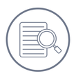 Document with magnifying glass icon representing research and transparency